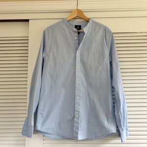 H&M Light Blue Mandarin Collar Shirt Large